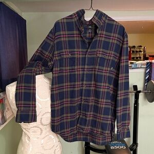 Vans, Plaid Button-Up Shirt, Black, Red, Green, Large